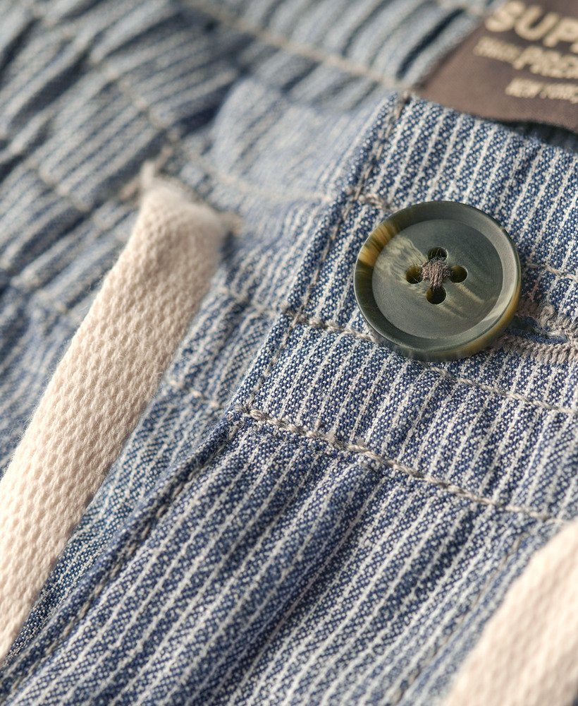 linnen shorts met trekkoord in marineblauwe strepen