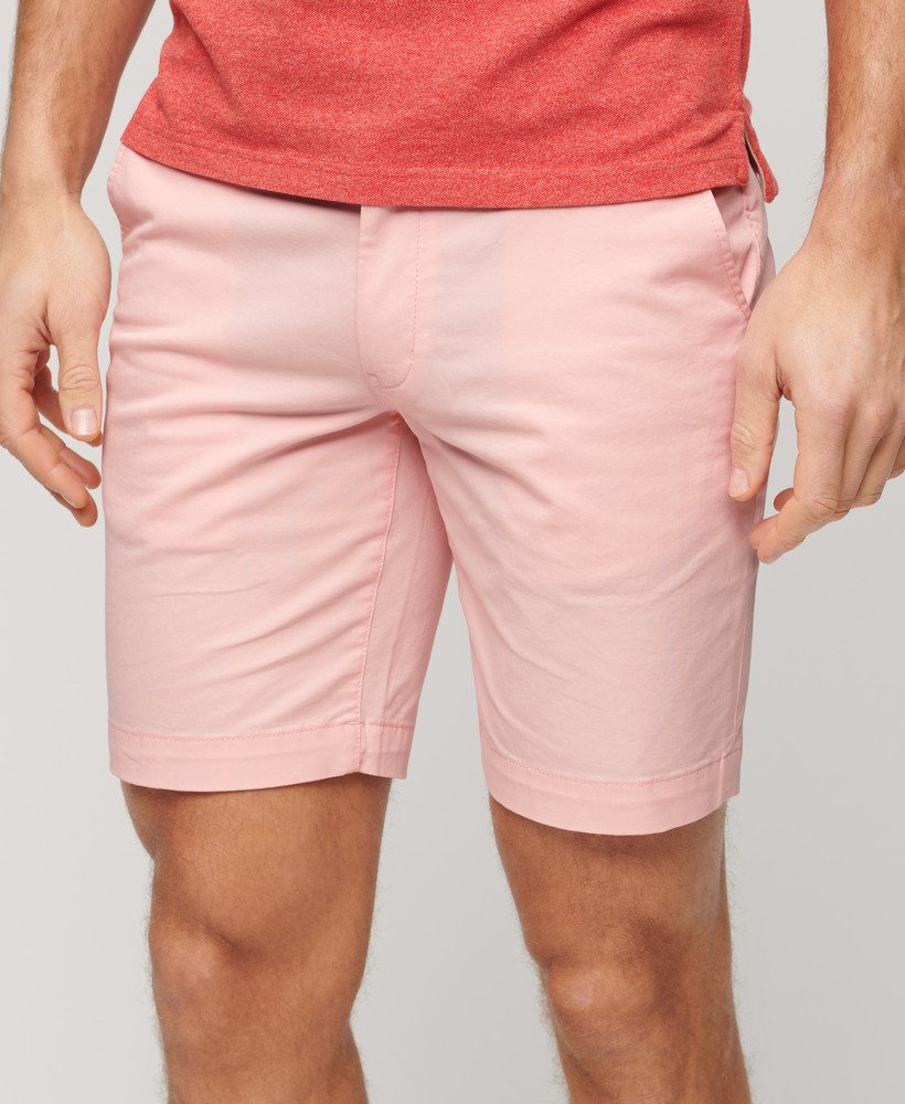 stretch chino shorts in roze zonsondergang