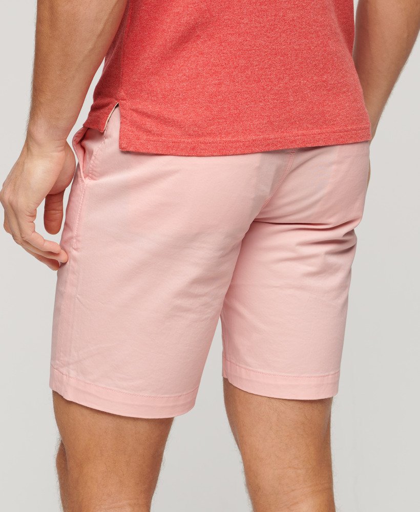 stretch chino shorts in roze zonsondergang