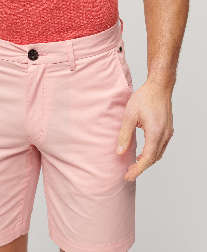 stretch chino shorts in roze zonsondergang