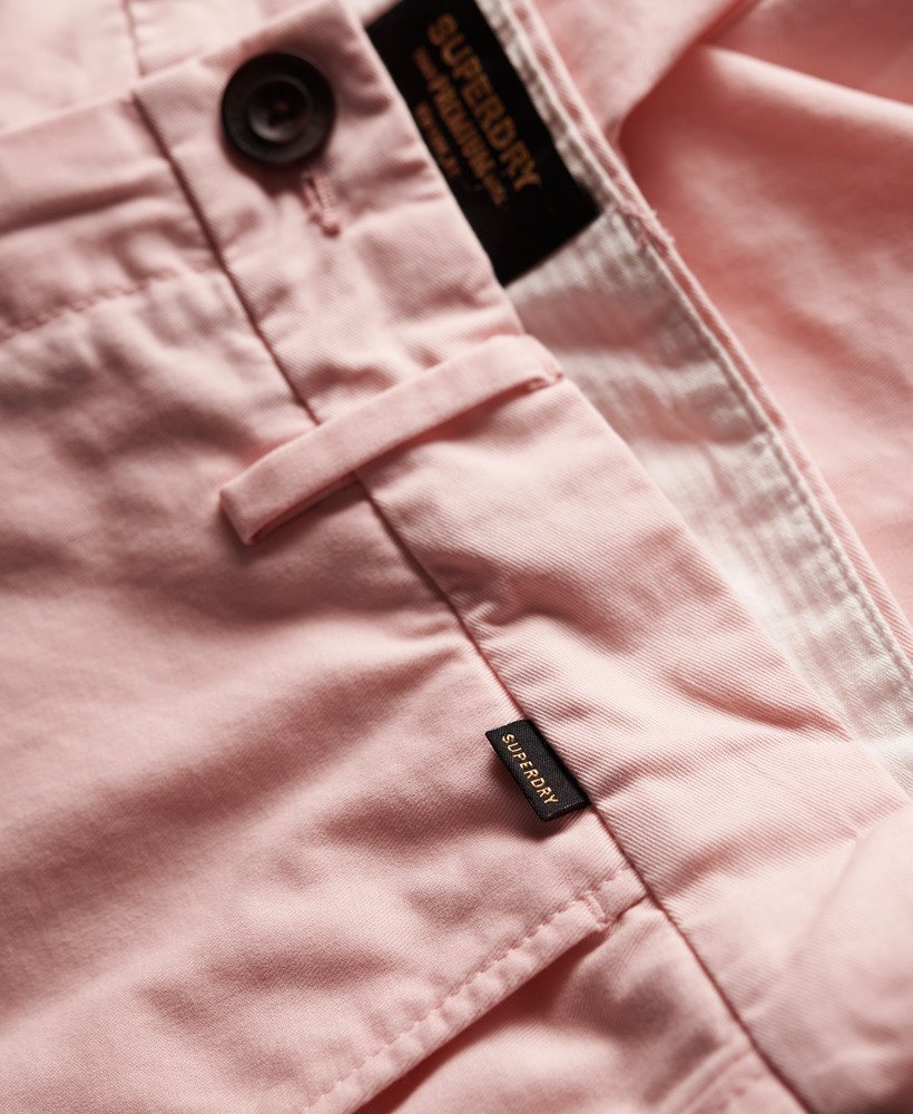 stretch chino shorts in roze zonsondergang