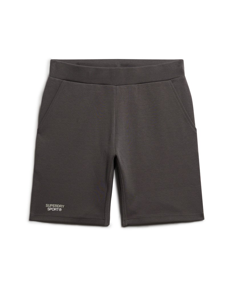 sport tech logo tapered shorts in donker leigrijs