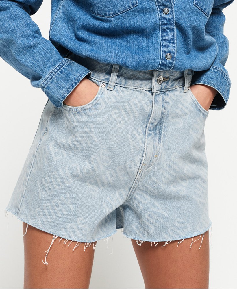 ruby cut off shorts in laser blue