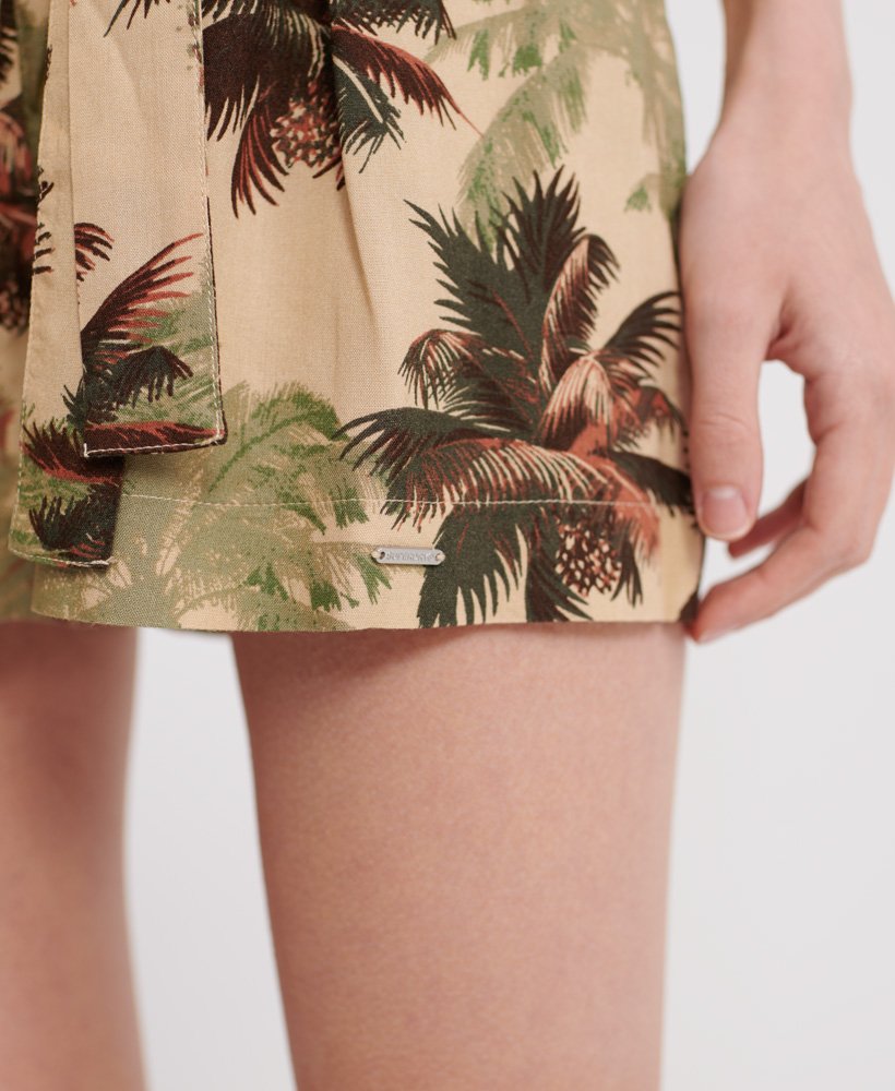 shorts met woestijnstrepen in bruin palmhout