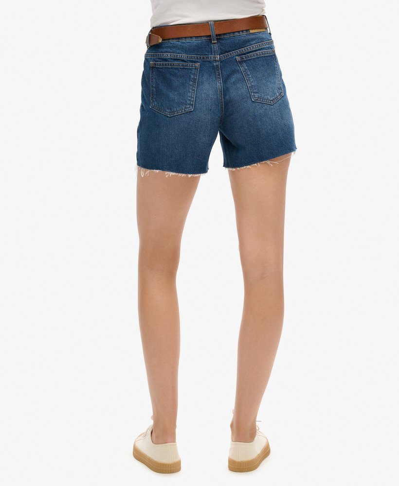 middellange denim shorts in indigo donkerblauw