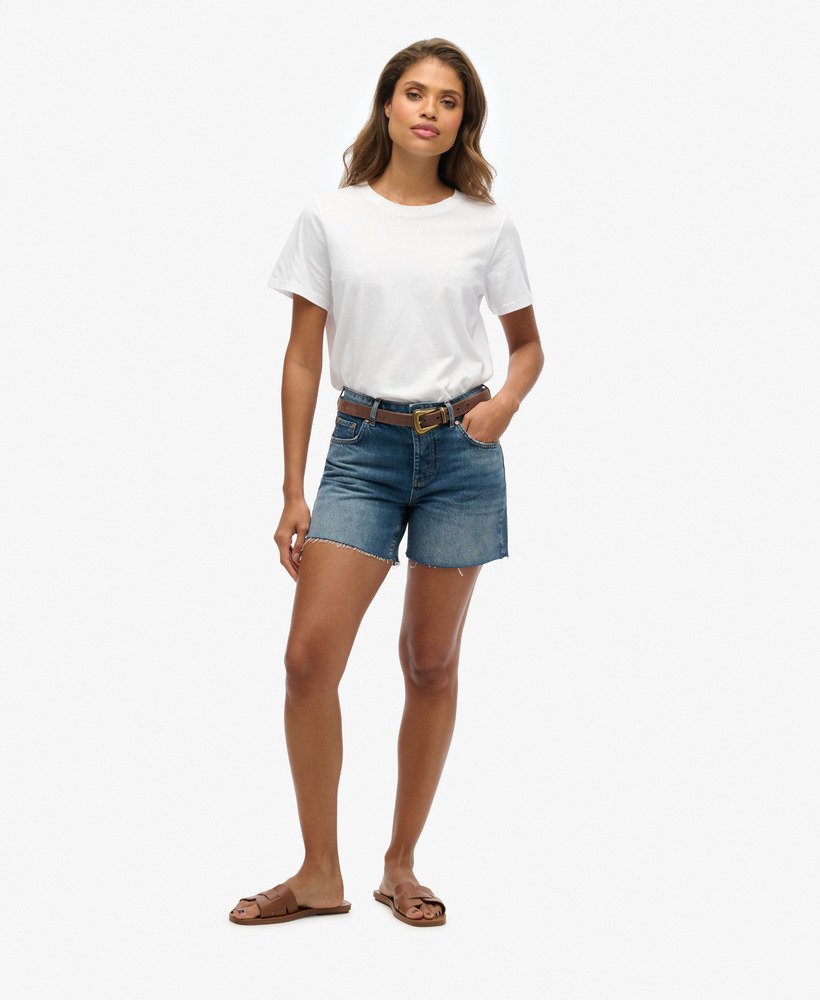 middellange denim shorts in midden indigo vintage
