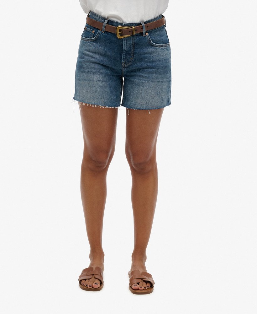 middellange denim shorts in midden indigo vintage