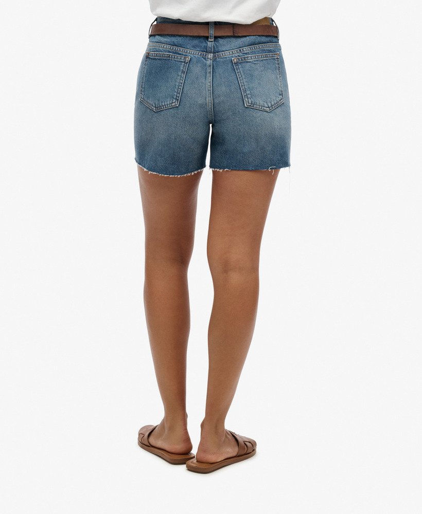 middellange denim shorts in midden indigo vintage