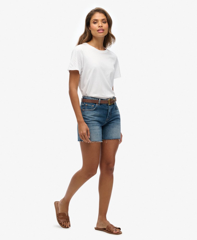 middellange denim shorts in midden indigo vintage