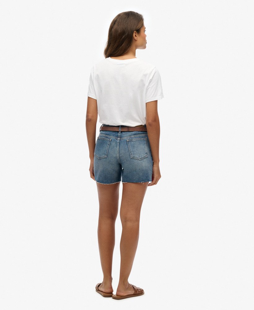 middellange denim shorts in midden indigo vintage