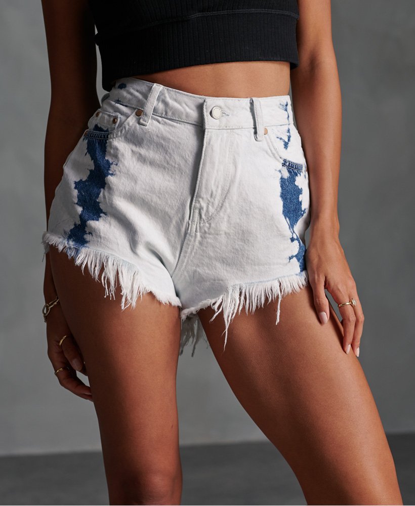 afgeknipte shorts in licht indigo acid