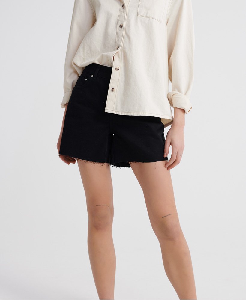 middellange denim shorts in bronco black