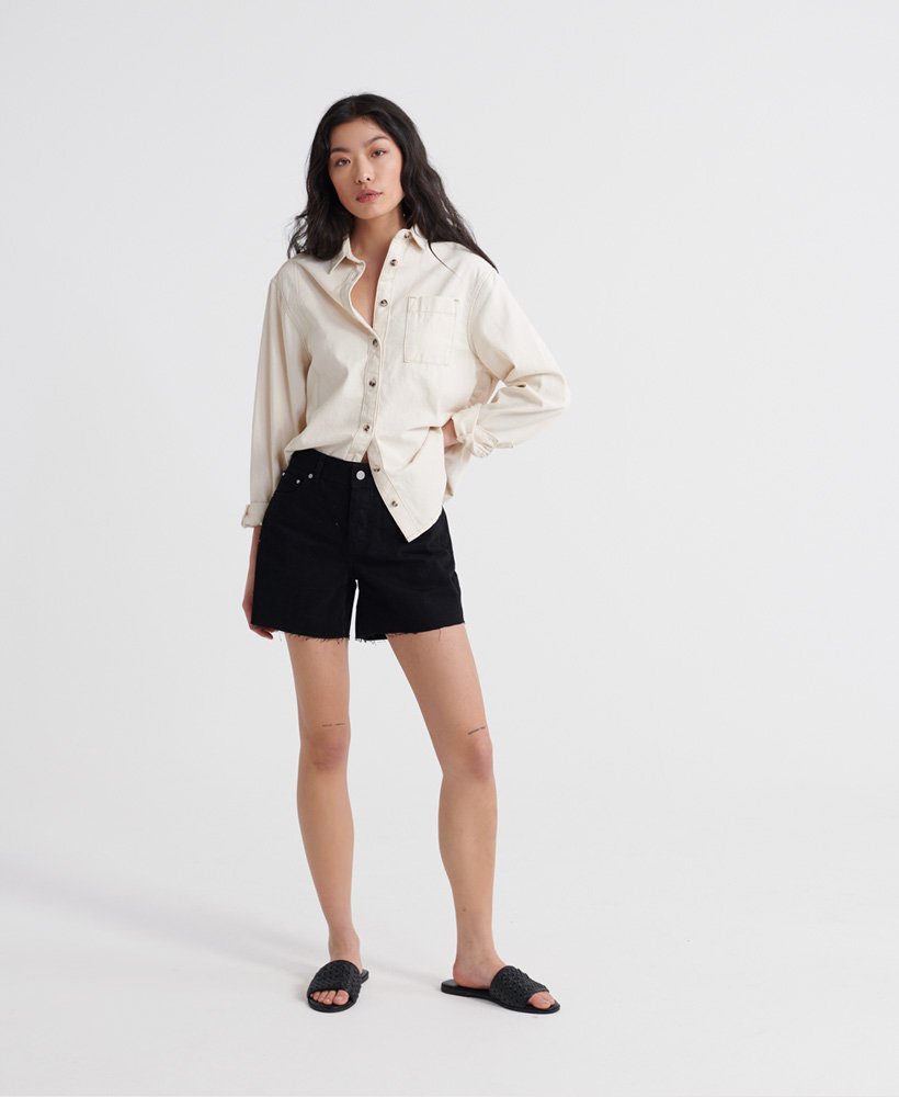 middellange denim shorts in bronco black