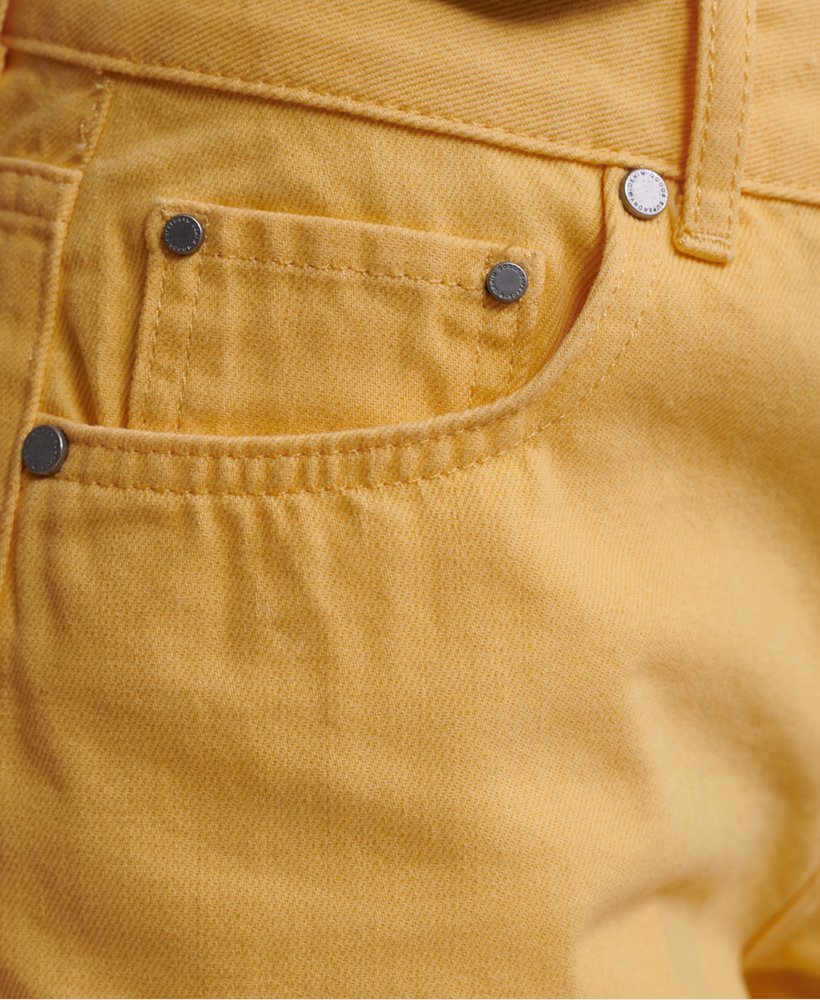 middellange denim shorts in bananencrème