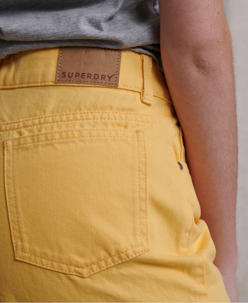 middellange denim shorts in bananencrème