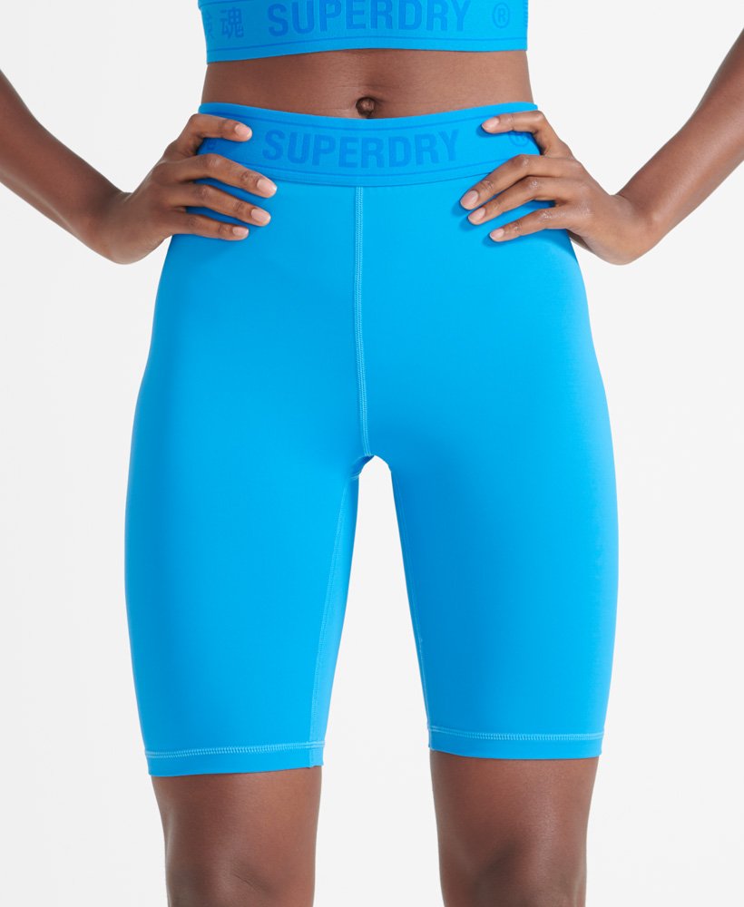 elastische strakke trainingsshorts in felblauw
