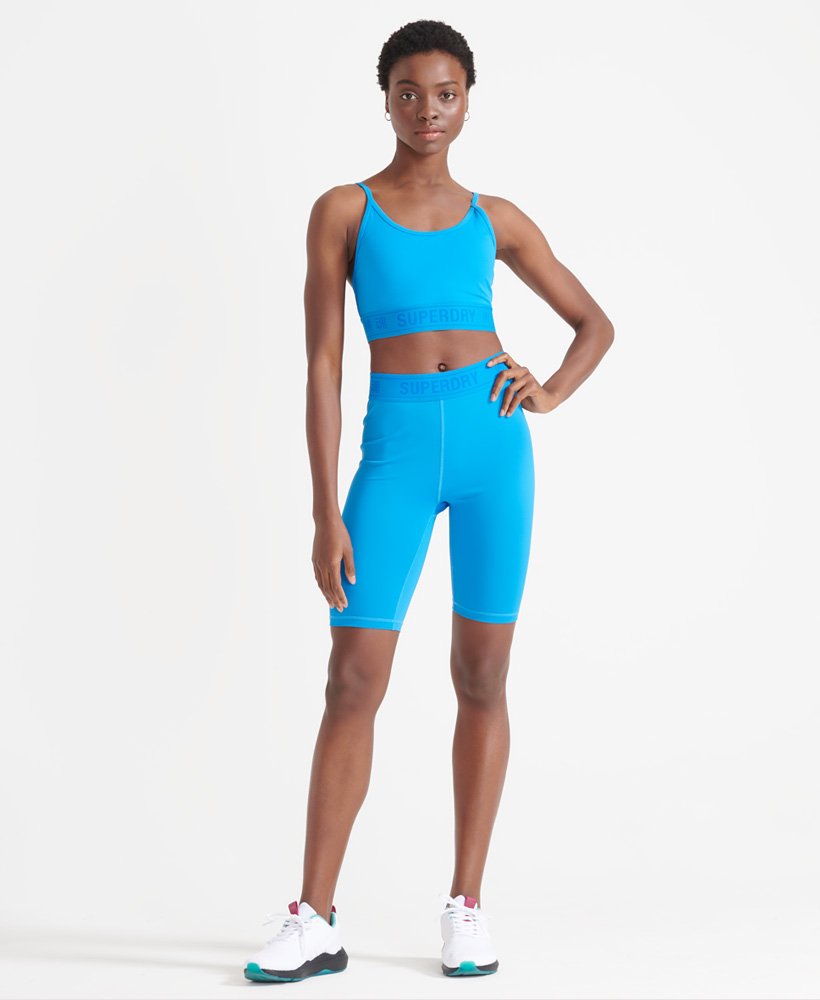 elastische strakke trainingsshorts in felblauw