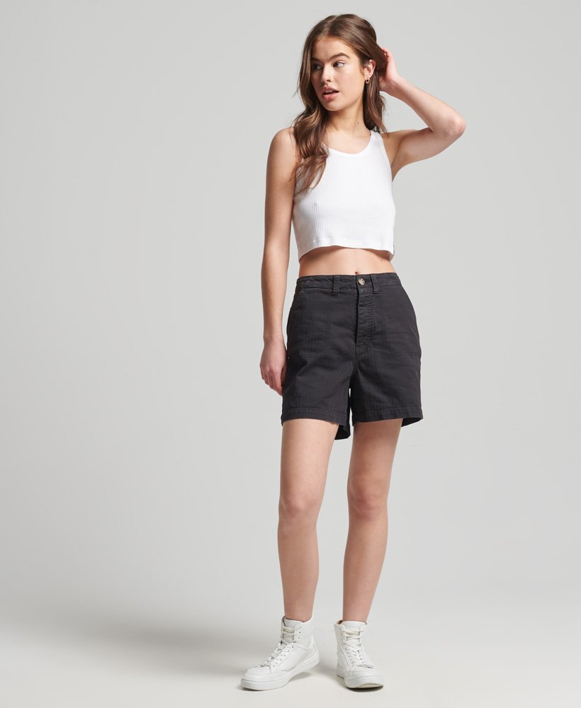 vintage utility shorts in zwart
