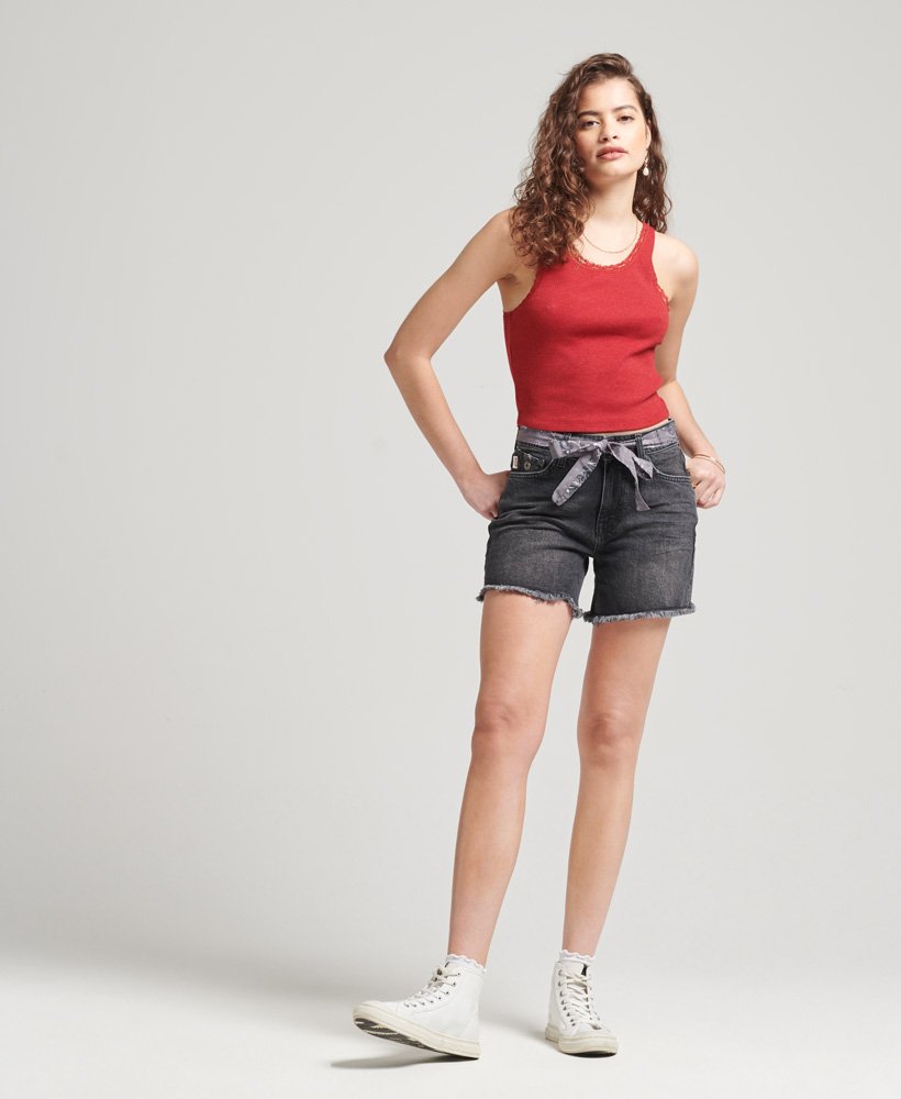 slim fit shorts met middelhoge taille in wolcott black stone