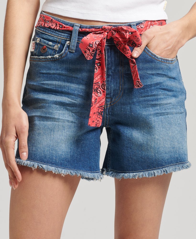 slim fit shorts met middelhoge taille in salem mid worn blue