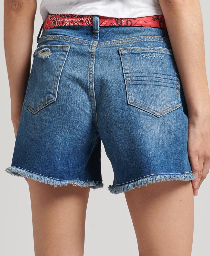 slim fit shorts met middelhoge taille in salem mid worn blue