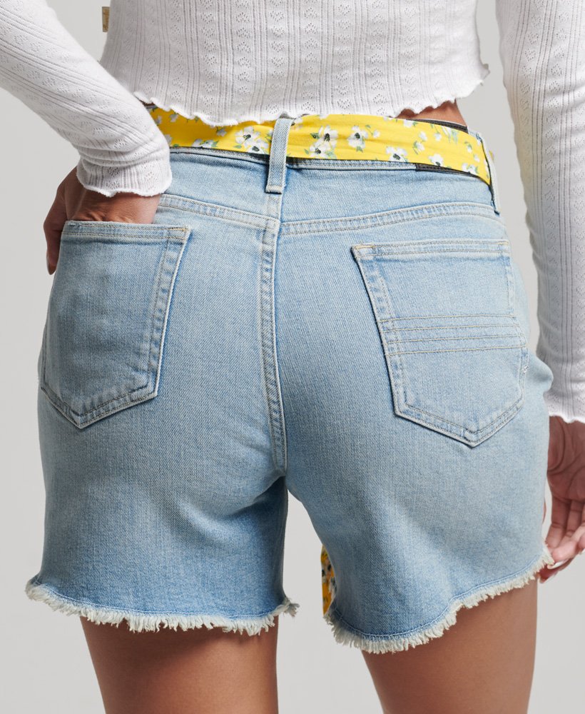 slim fit shorts met middelhoge taille in licht indigo vintage