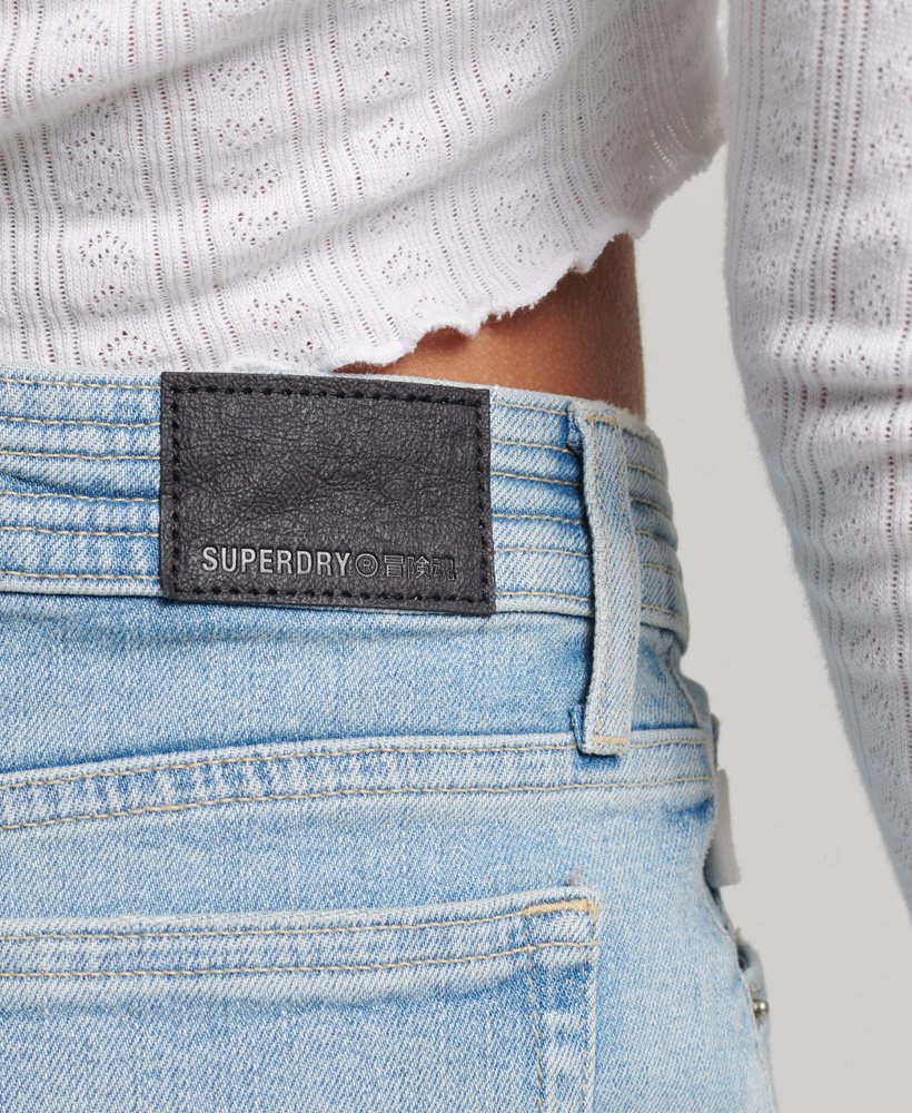 slim fit shorts met middelhoge taille in licht indigo vintage