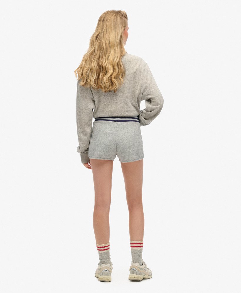 vintage college shorts in sportief grijs gemêleerd