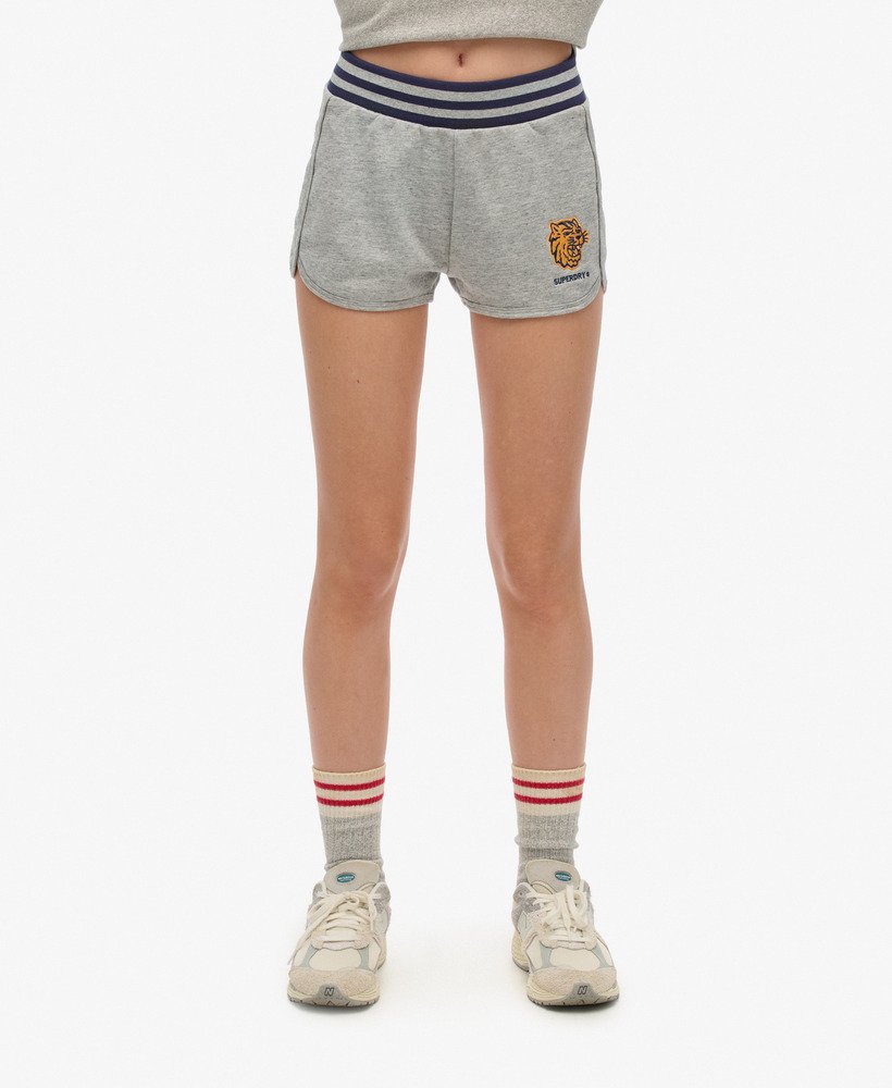 vintage college shorts in sportief grijs gemêleerd