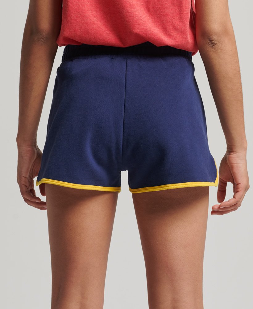 vintage logo college shorts in diep marineblauw
