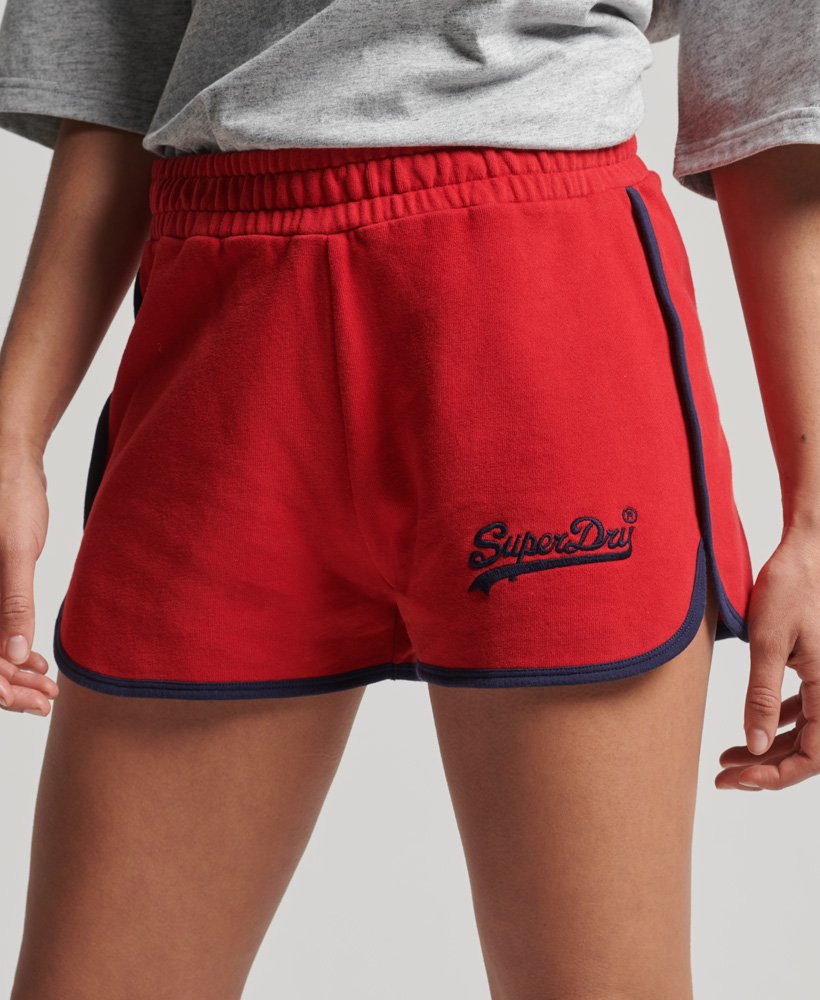 vintage logo college shorts in varsity red