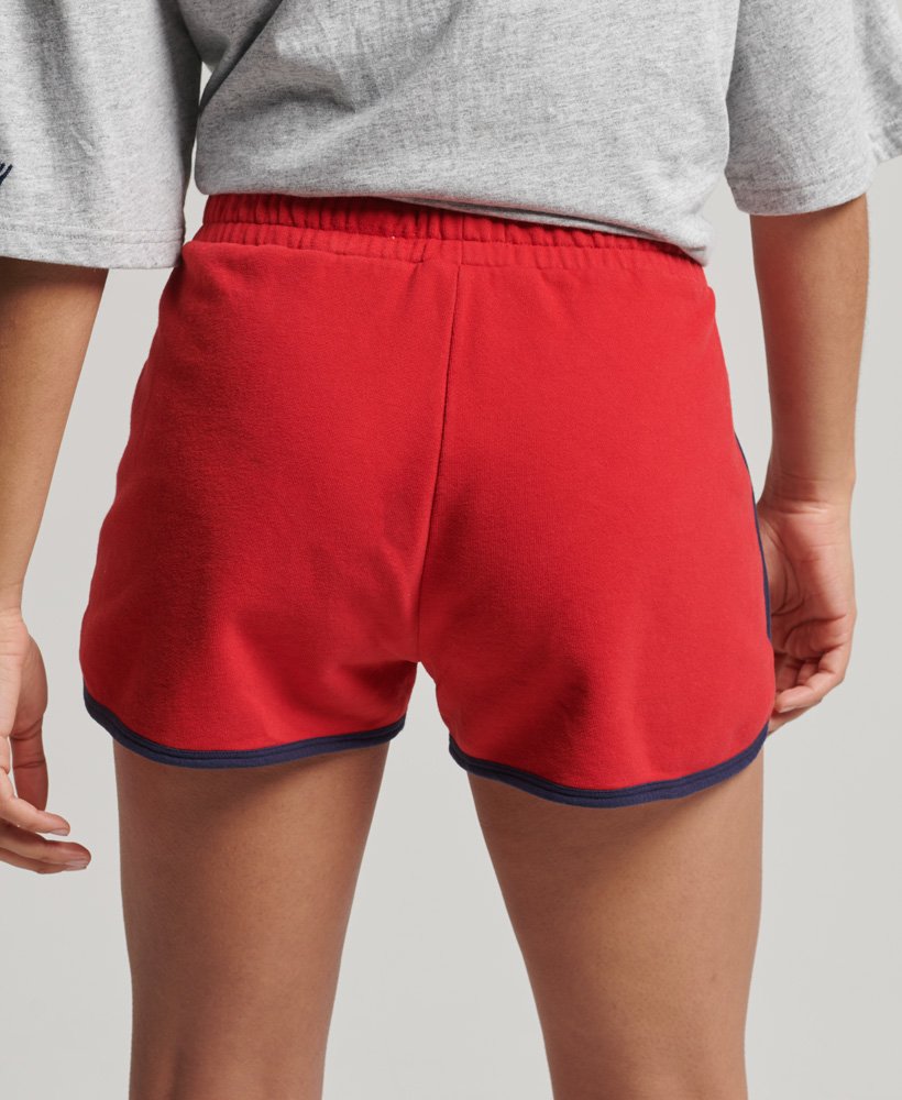 vintage logo college shorts in varsity red
