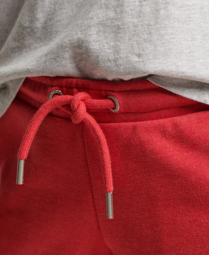 biologische katoenen shorts met vintage logo in papaja-rood gemêleerd