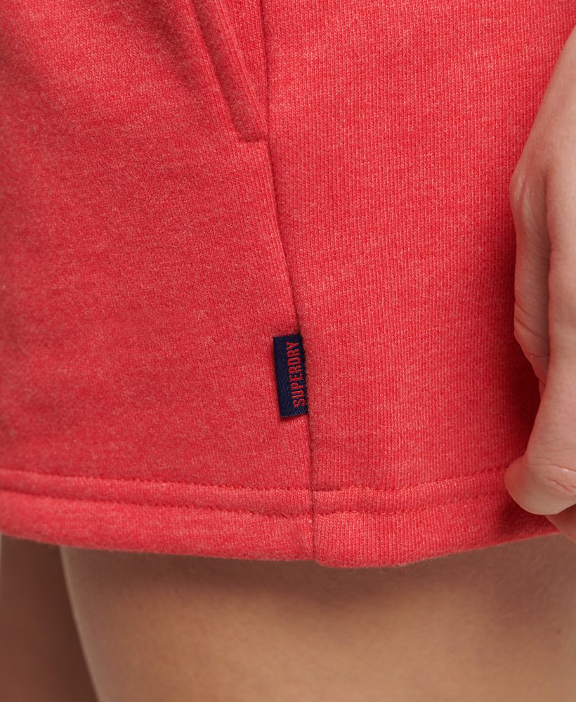 biologische katoenen shorts met vintage logo in papaja-rood gemêleerd
