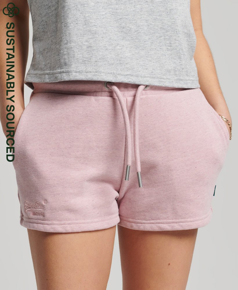 biologische katoenen shorts met vintage logo in la zachtroze gemêleerd