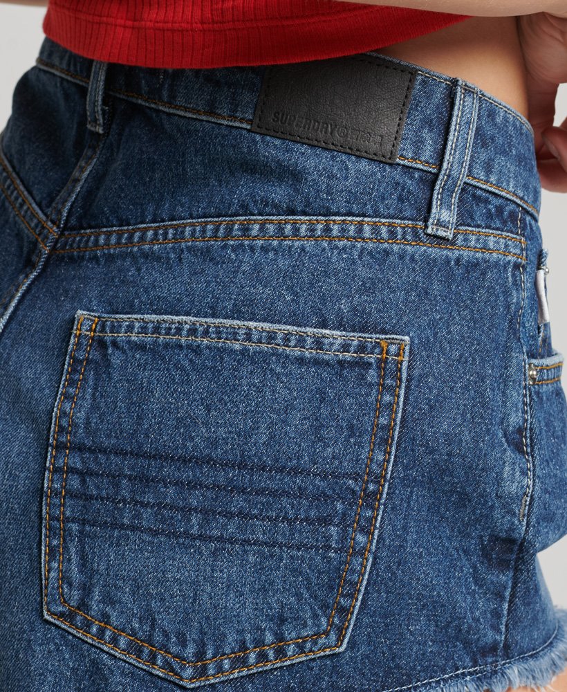 vintage high-rise afgesneden shorts in salem lichtblauw.