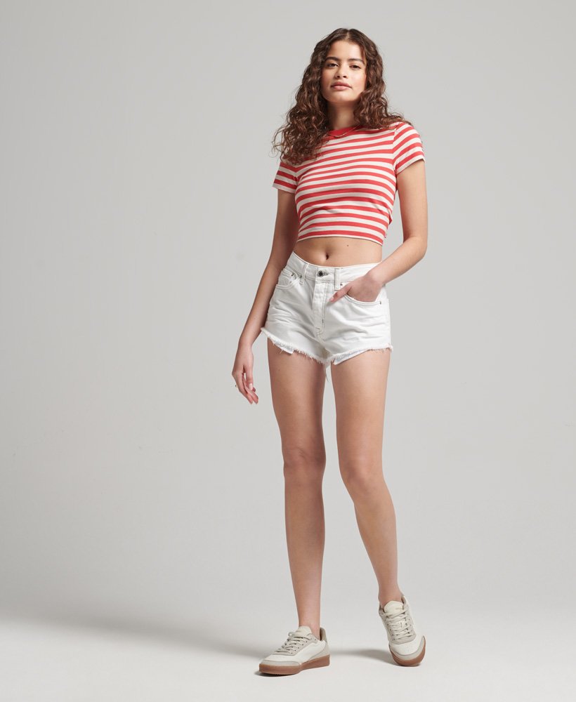 vintage korte shorts met hoge taille in optic