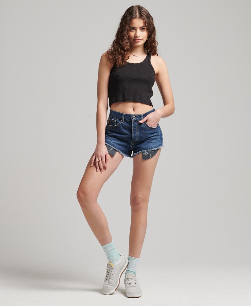 vintage high-rise cut-off shorts in van dyke mid-model gebruikt.