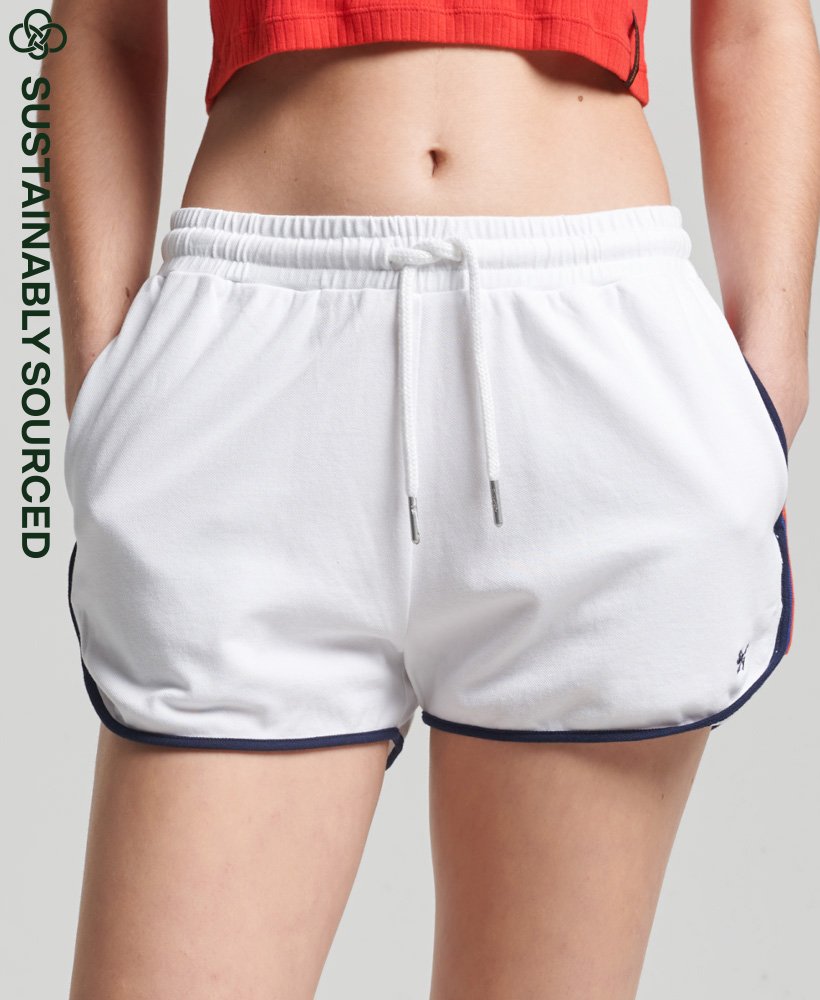 racershorts van biologisch katoen met vintage strepen in het wit.
