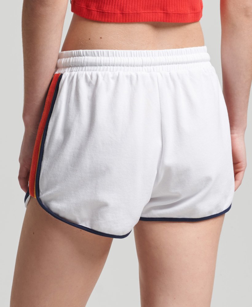 racershorts van biologisch katoen met vintage strepen in het wit.