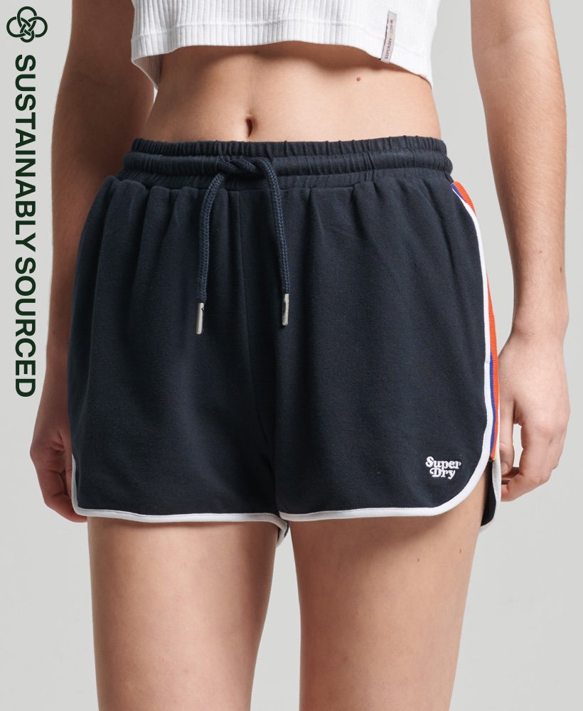 biologische katoenen racershorts met vintage strepen in eclipse navy
