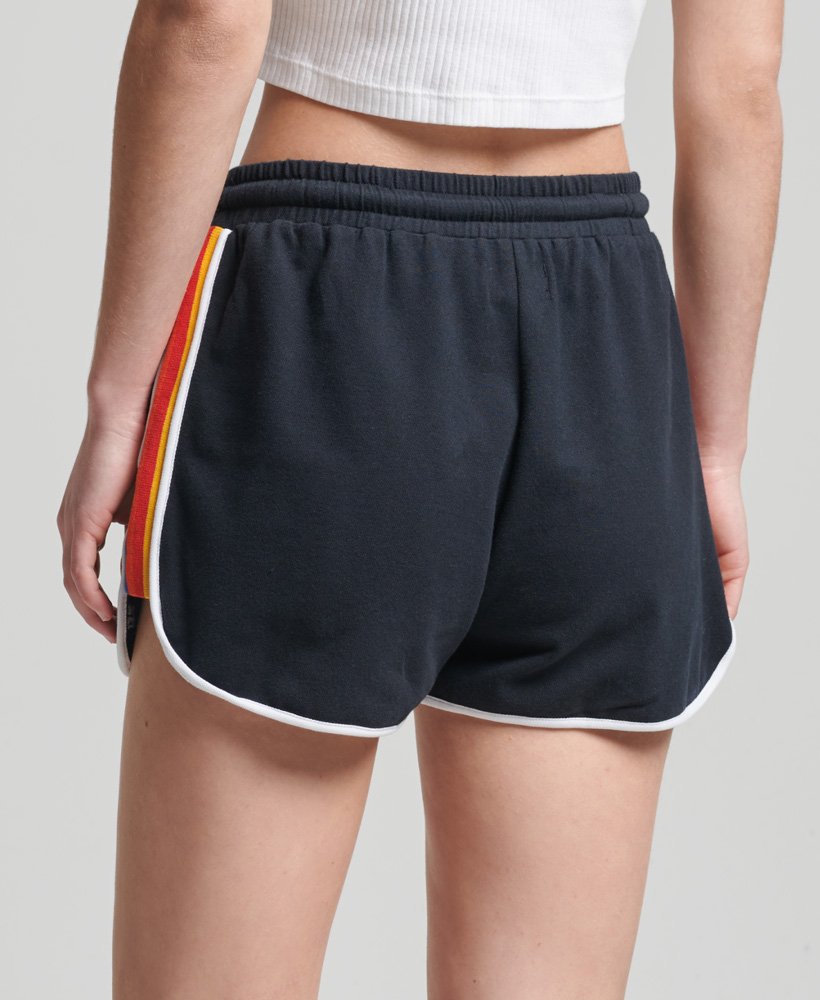 biologische katoenen racershorts met vintage strepen in eclipse navy