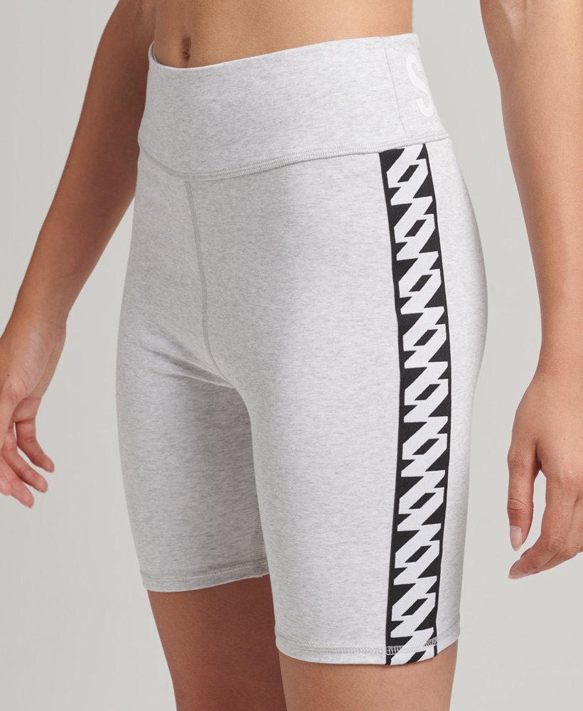elastische fietsbroek met logo in cadet grey marl.