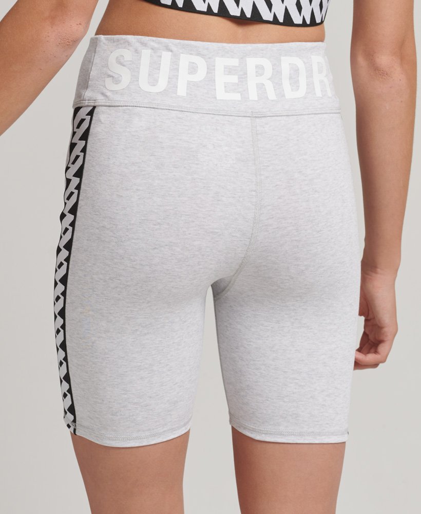 elastische fietsbroek met logo in cadet grey marl.