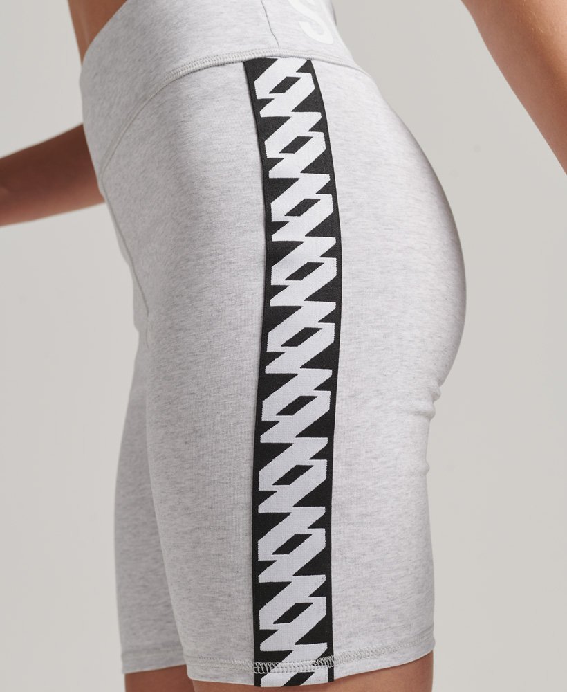 elastische fietsbroek met logo in cadet grey marl.