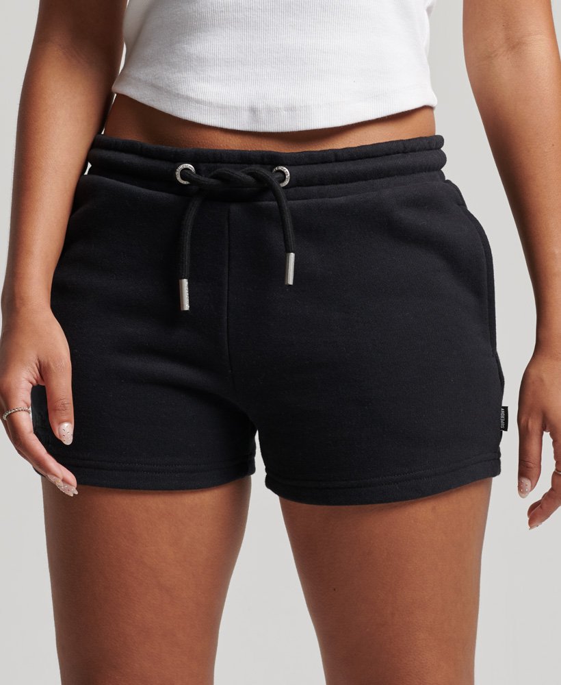 vintage jersey shorts met geborduurd logo in zwart