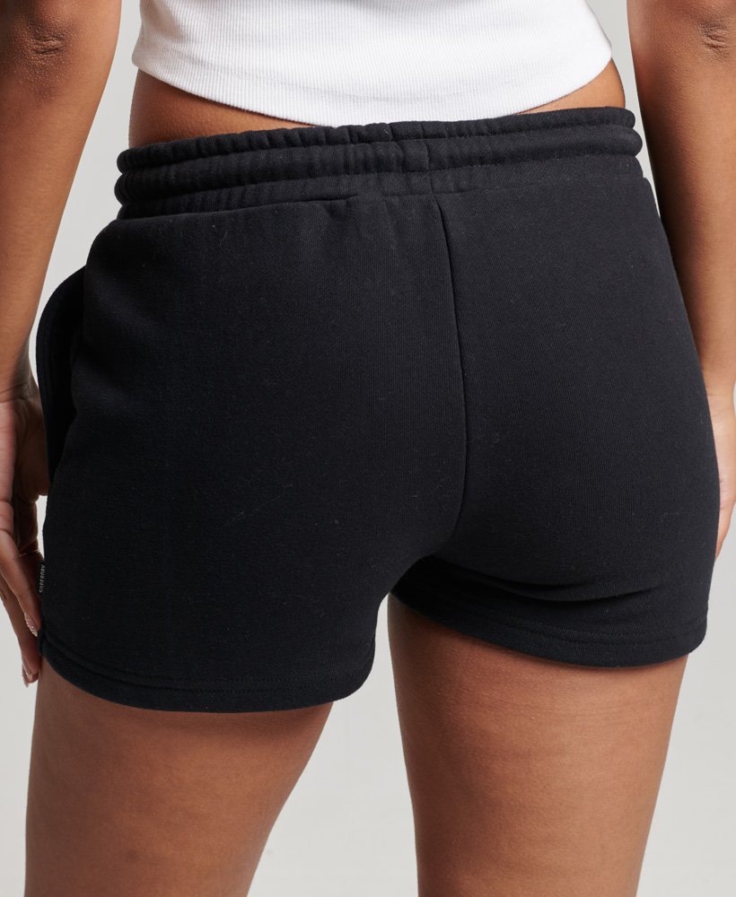 vintage jersey shorts met geborduurd logo in zwart