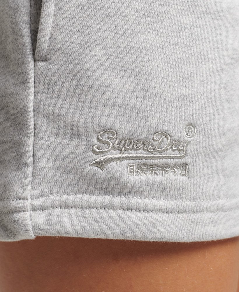 vintage jersey shorts met geborduurd logo in glacier grey marl.
