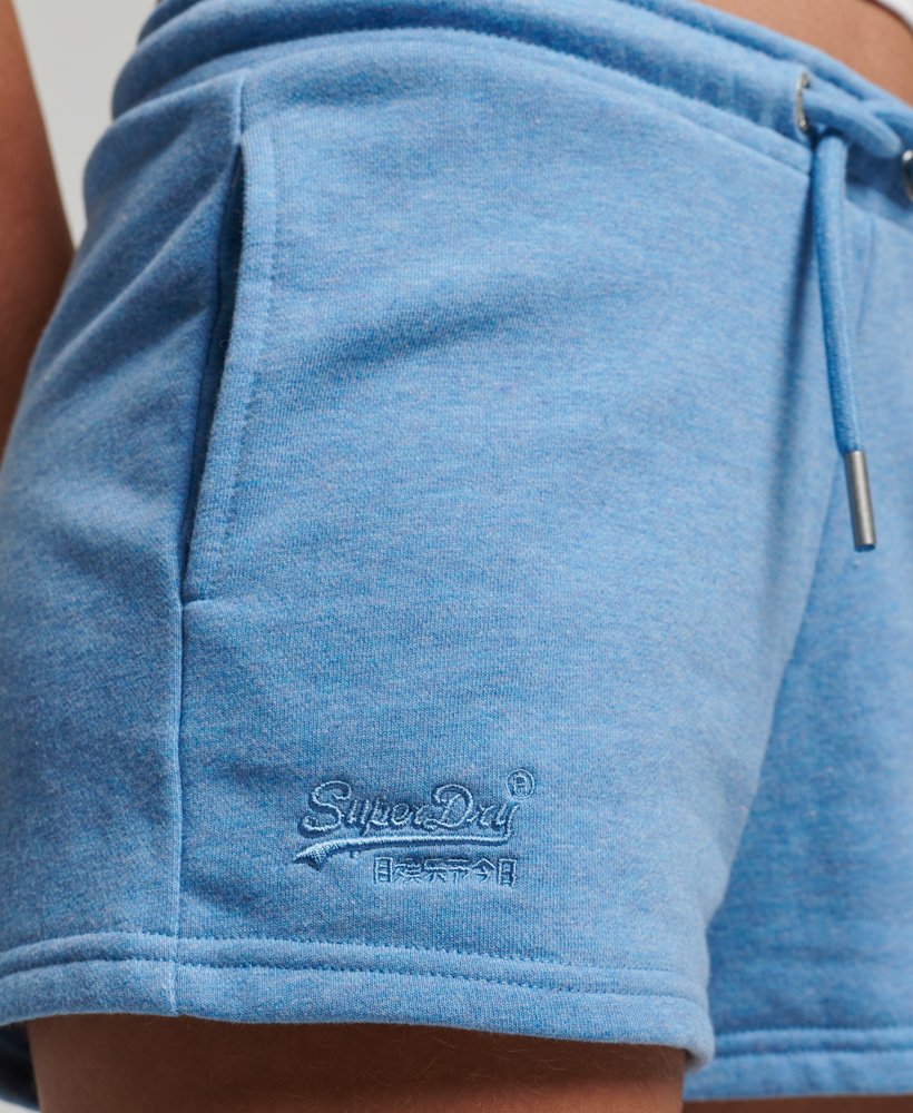 vintage jersey shorts met geborduurd logo in lichtblauw gemêleerd