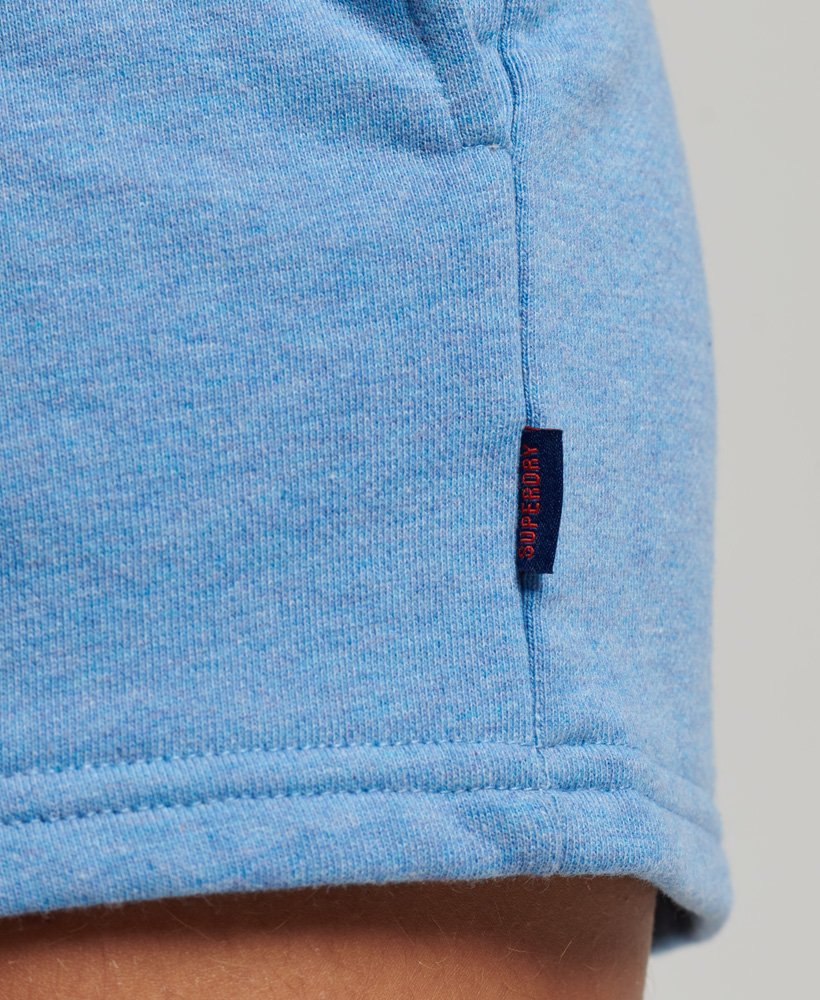 vintage jersey shorts met geborduurd logo in lichtblauw gemêleerd